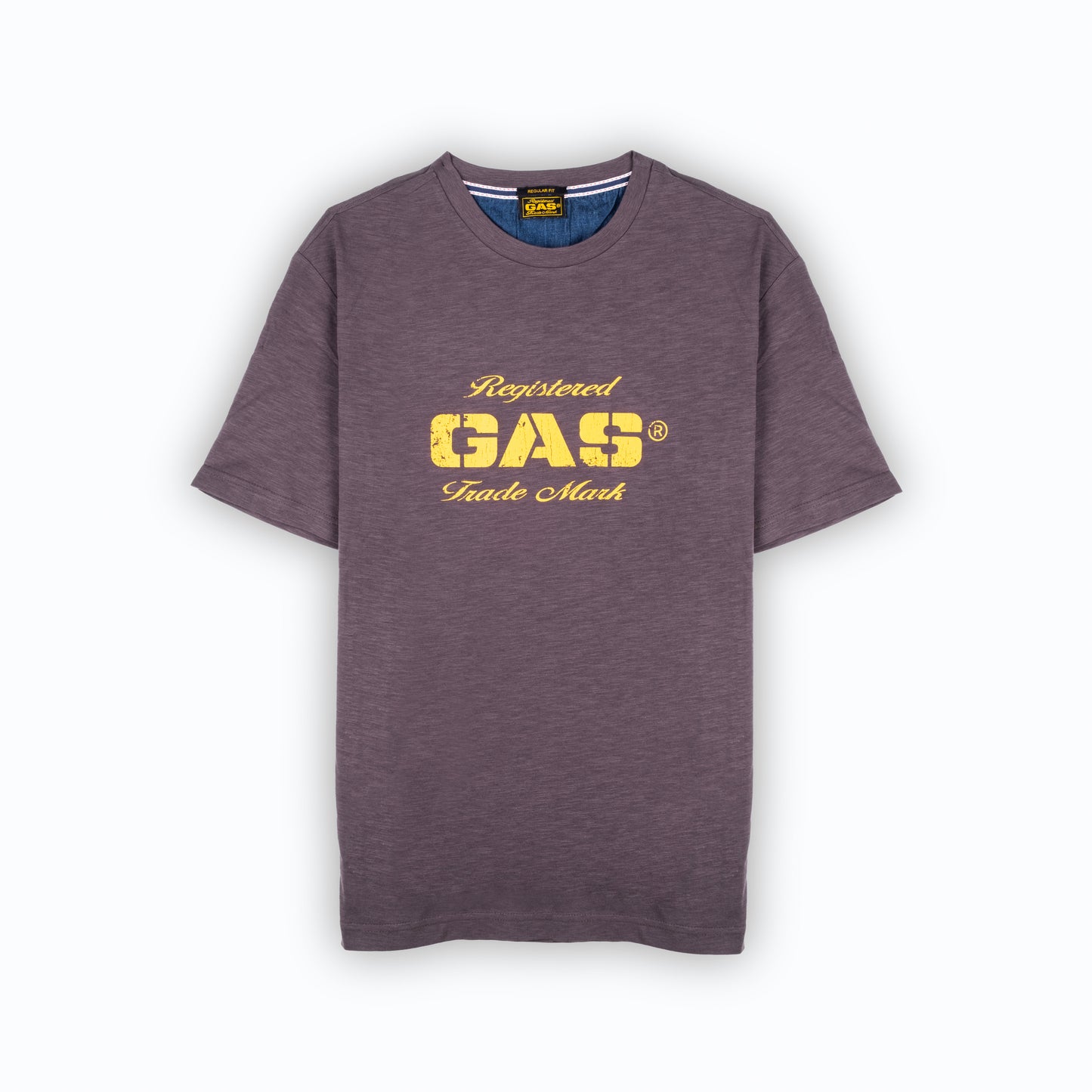 T-Shirt Homem Gas Cinza com Logo Amarelo