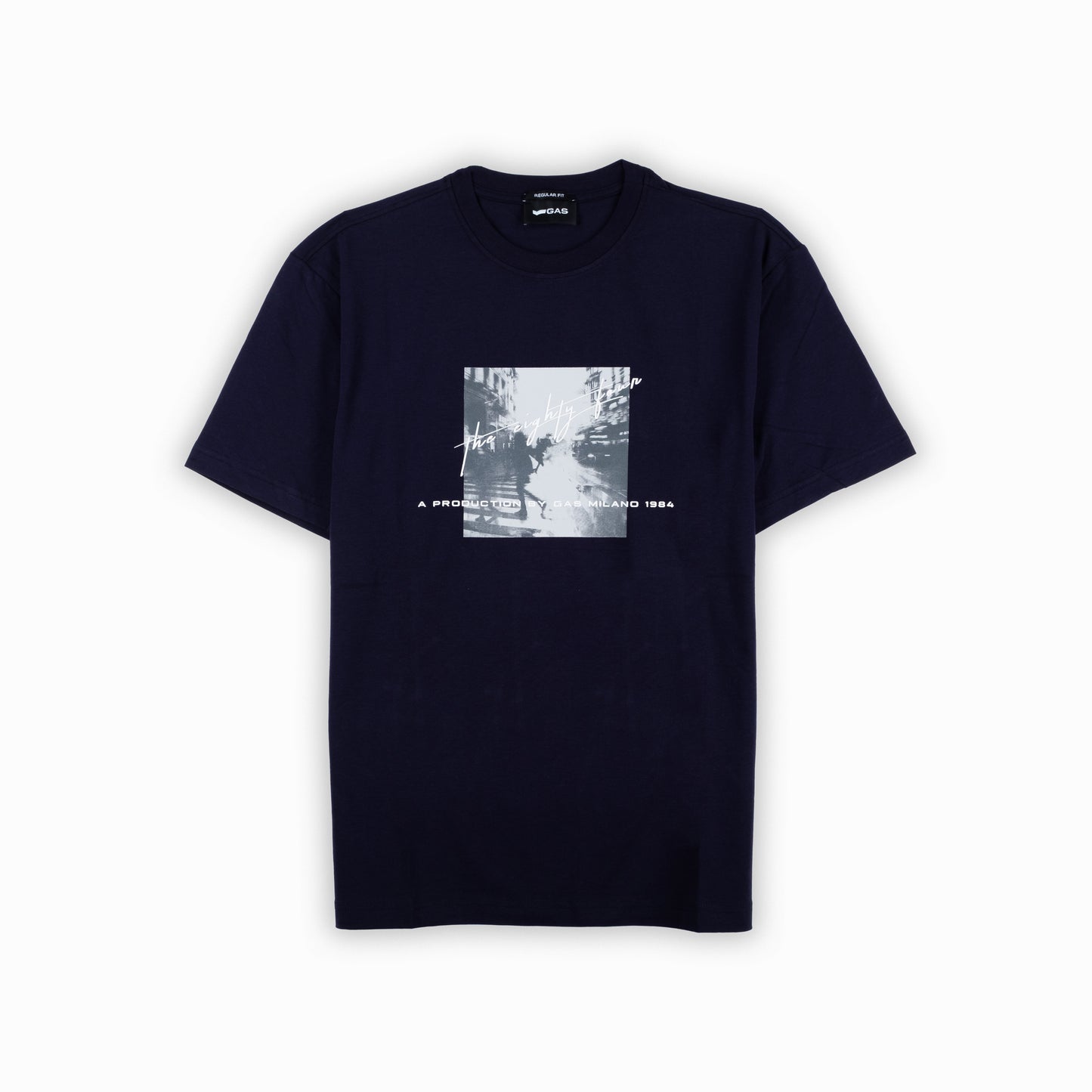 T-Shirt Homem Gas Azul Marinho com Estampa Fotográfica