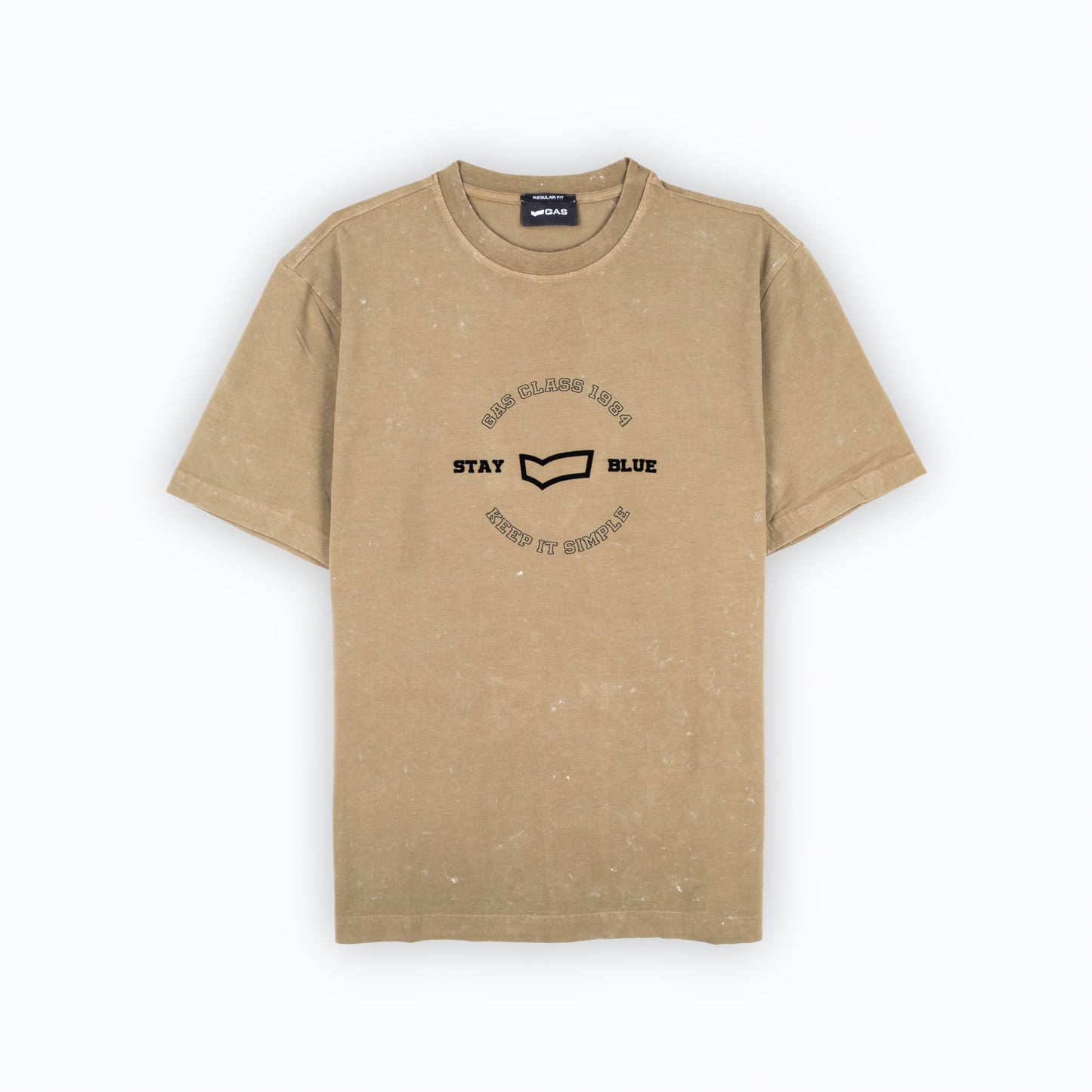 T-Shirt Homem Gas Bege Estampada Casual