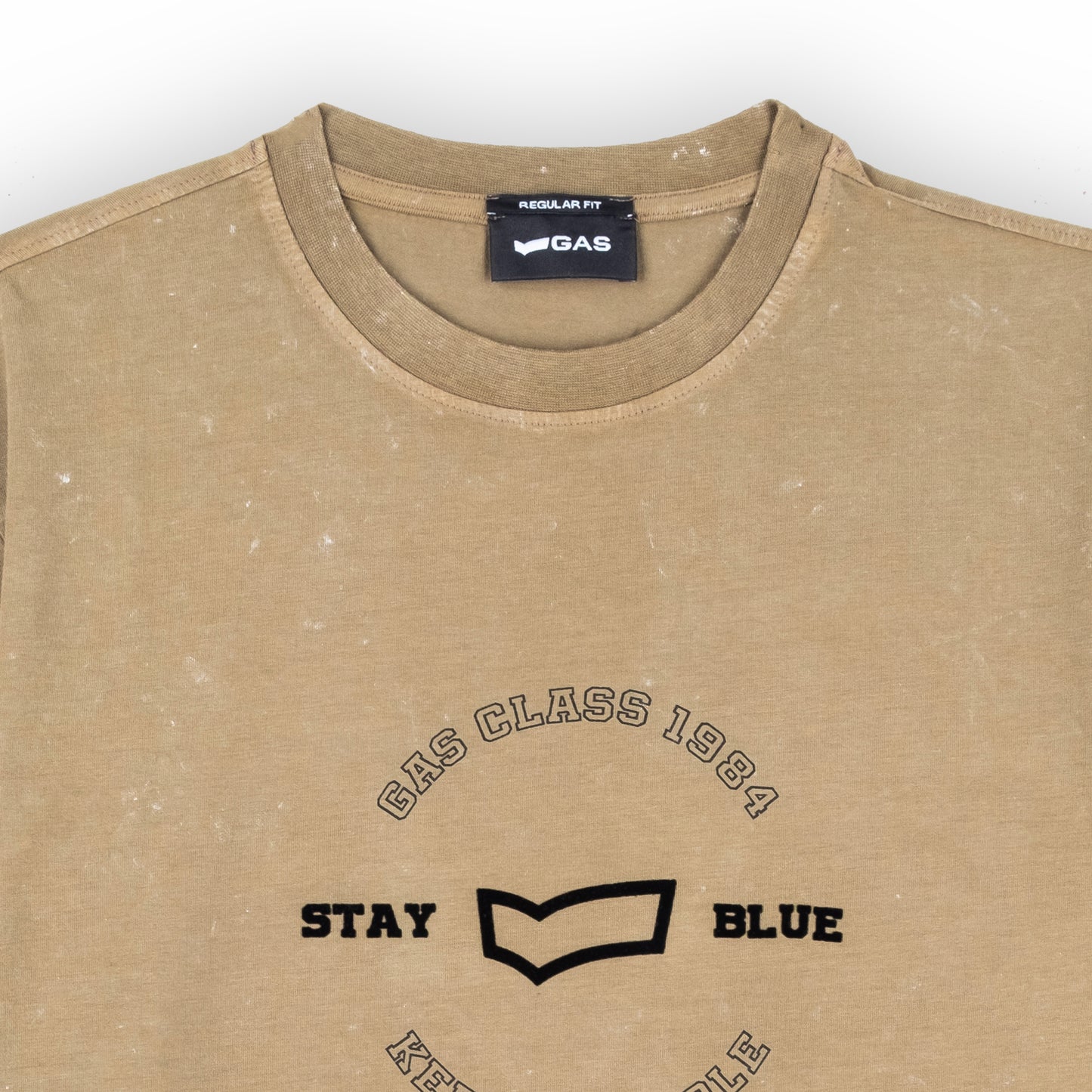 T-Shirt Homem Gas Bege Estampada Casual