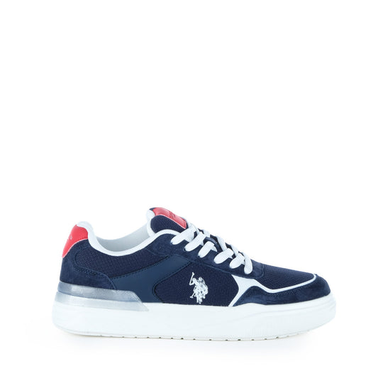 Ténis Homem U.S. Polo Assn. Azul Marinho e Branco com Detalhes Vermelhos