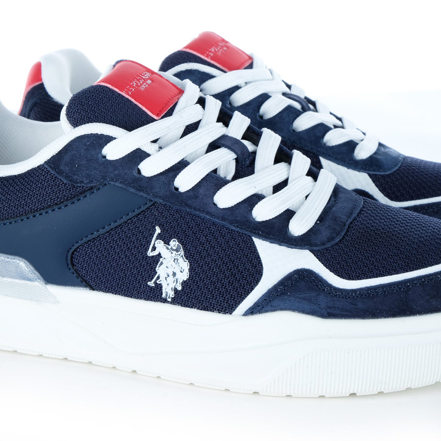 Ténis Homem U.S. Polo Assn. Azul Marinho e Branco com Detalhes Vermelhos