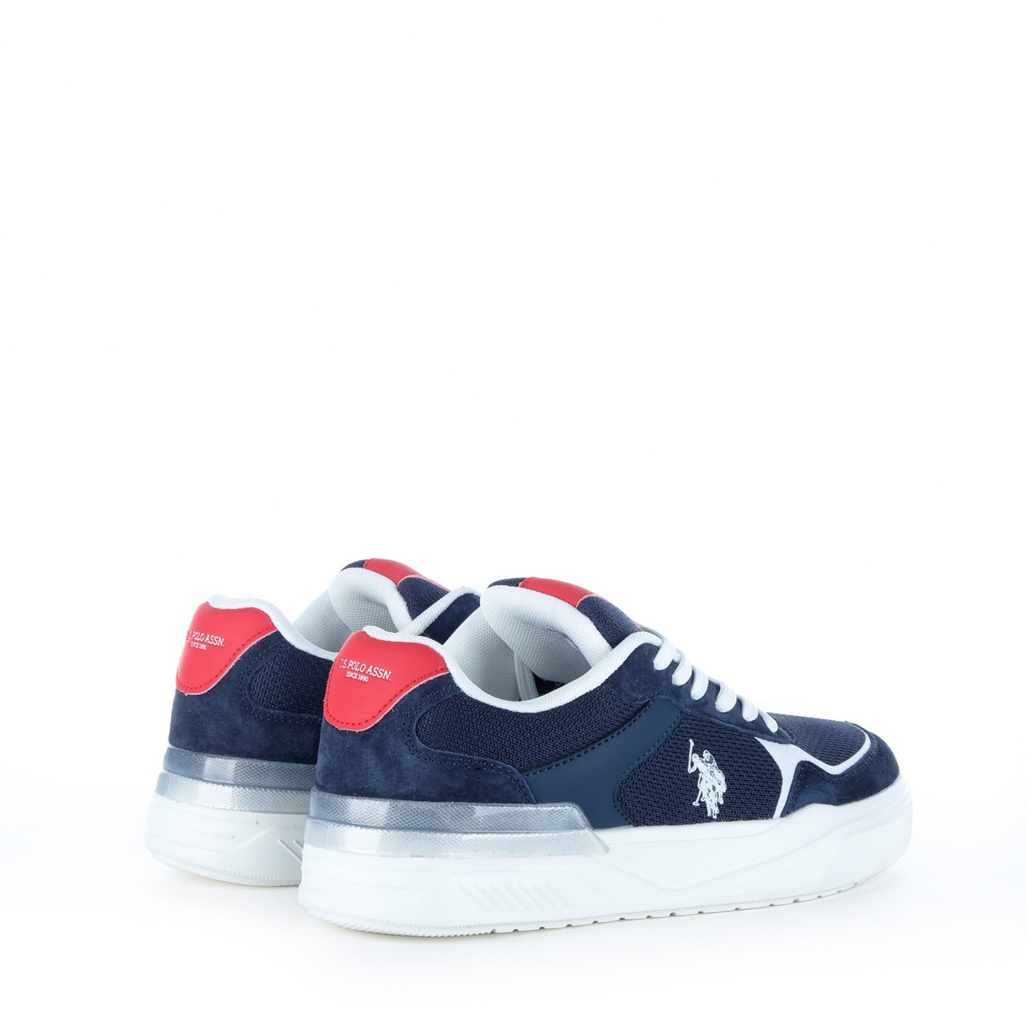 Ténis Homem U.S. Polo Assn. Azul Marinho e Branco com Detalhes Vermelhos