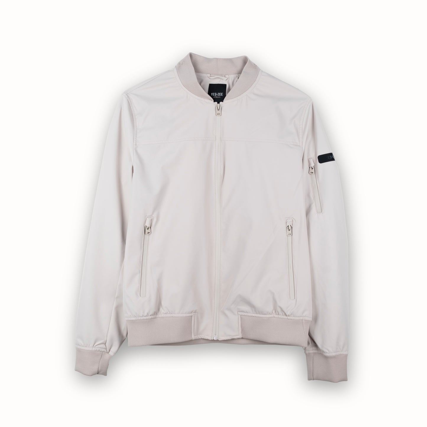 Casaco Homem Yes Zee Branco Bomber com Fecho Zip e Bolsos Frontais