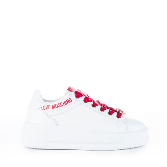 Ténis Mulher Love Moschino Brancos com detalhes Vermelhos
