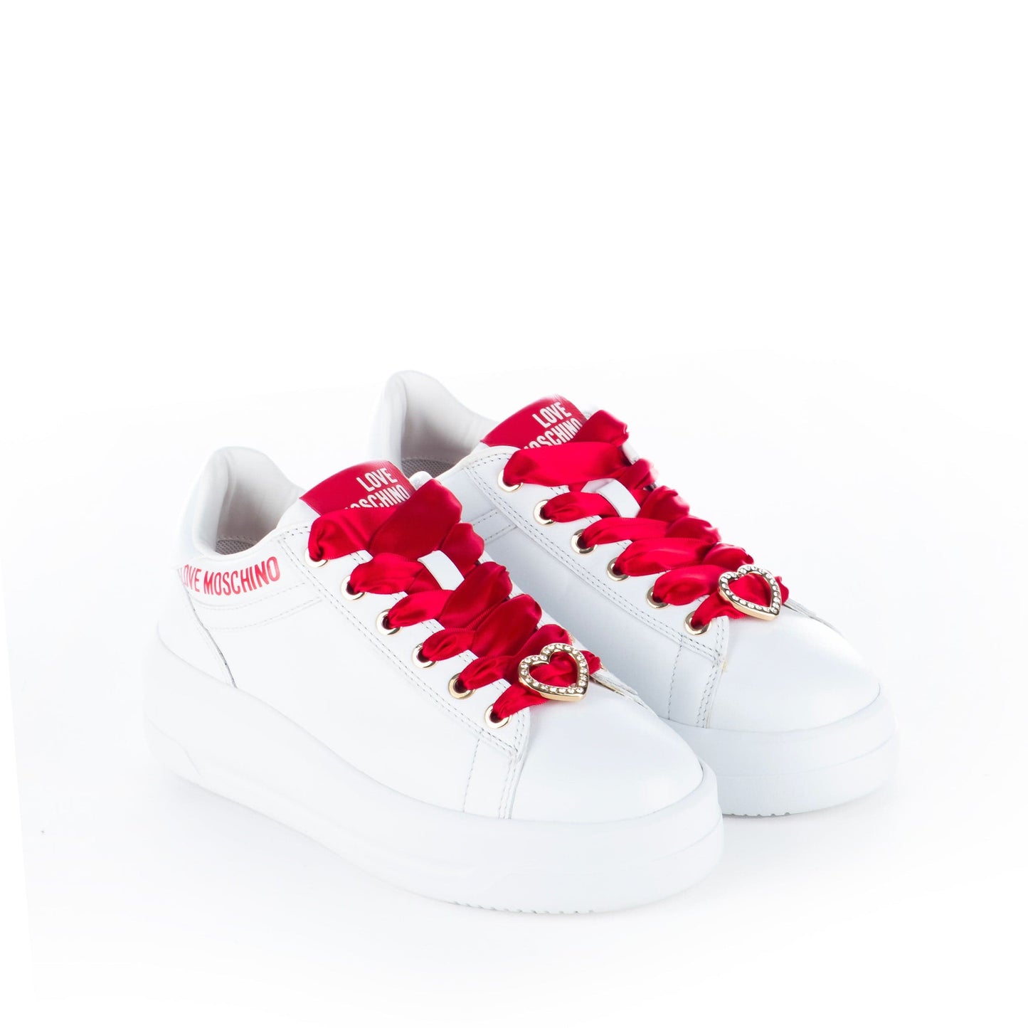 Ténis Mulher Love Moschino Brancos com detalhes Vermelhos