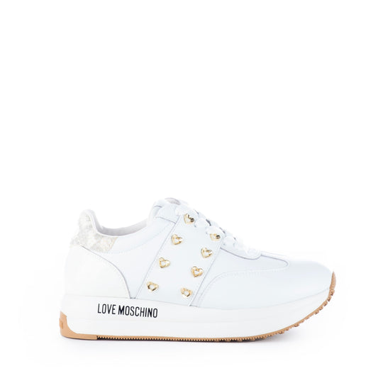 Ténis Mulher Love Moschino Brancos com detalhes Dourados