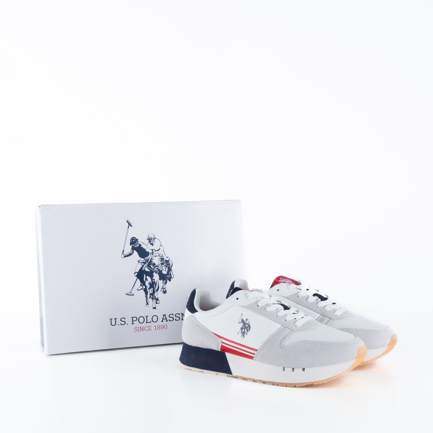 Ténis Homem US Polo Branco/Vermelho/Azul