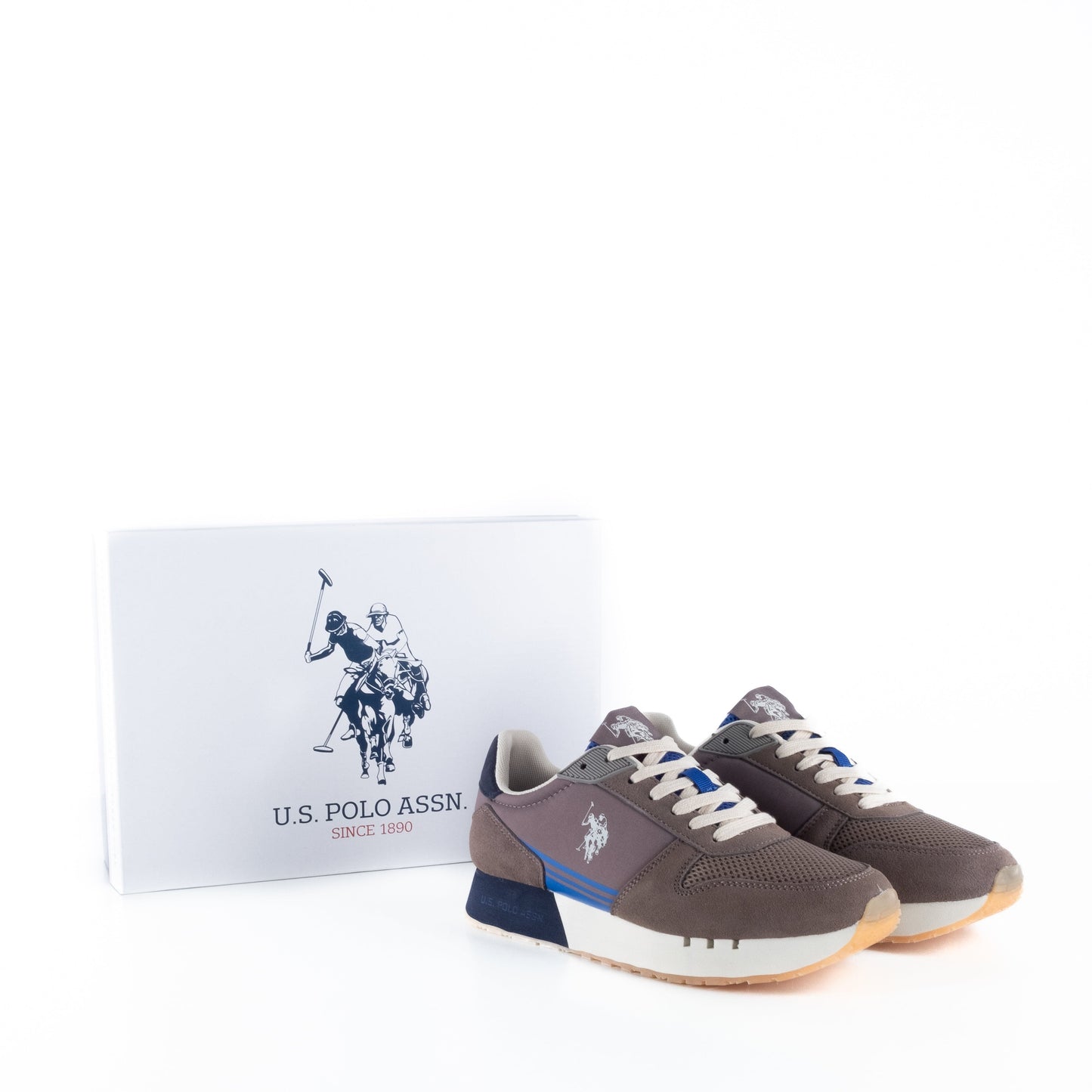 Ténis Homem US Polo Castanho/Azul