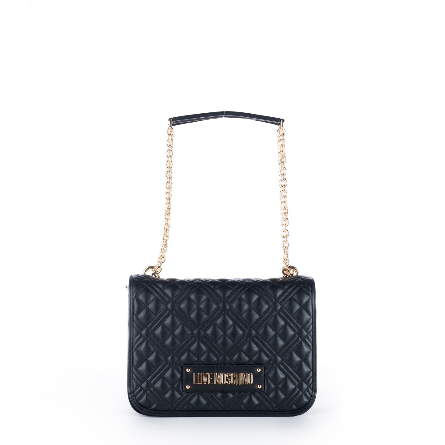 Bolsa de Ombro Love Moschino Preta Corrente Dourada