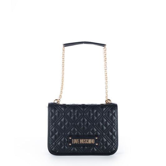 Bolsa de Ombro Love Moschino Preta Corrente Dourada