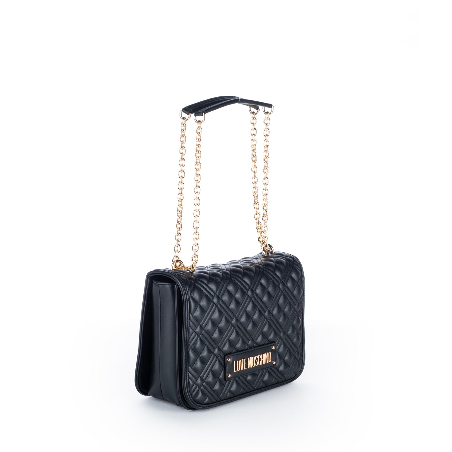 Bolsa de Ombro Love Moschino Preta Corrente Dourada