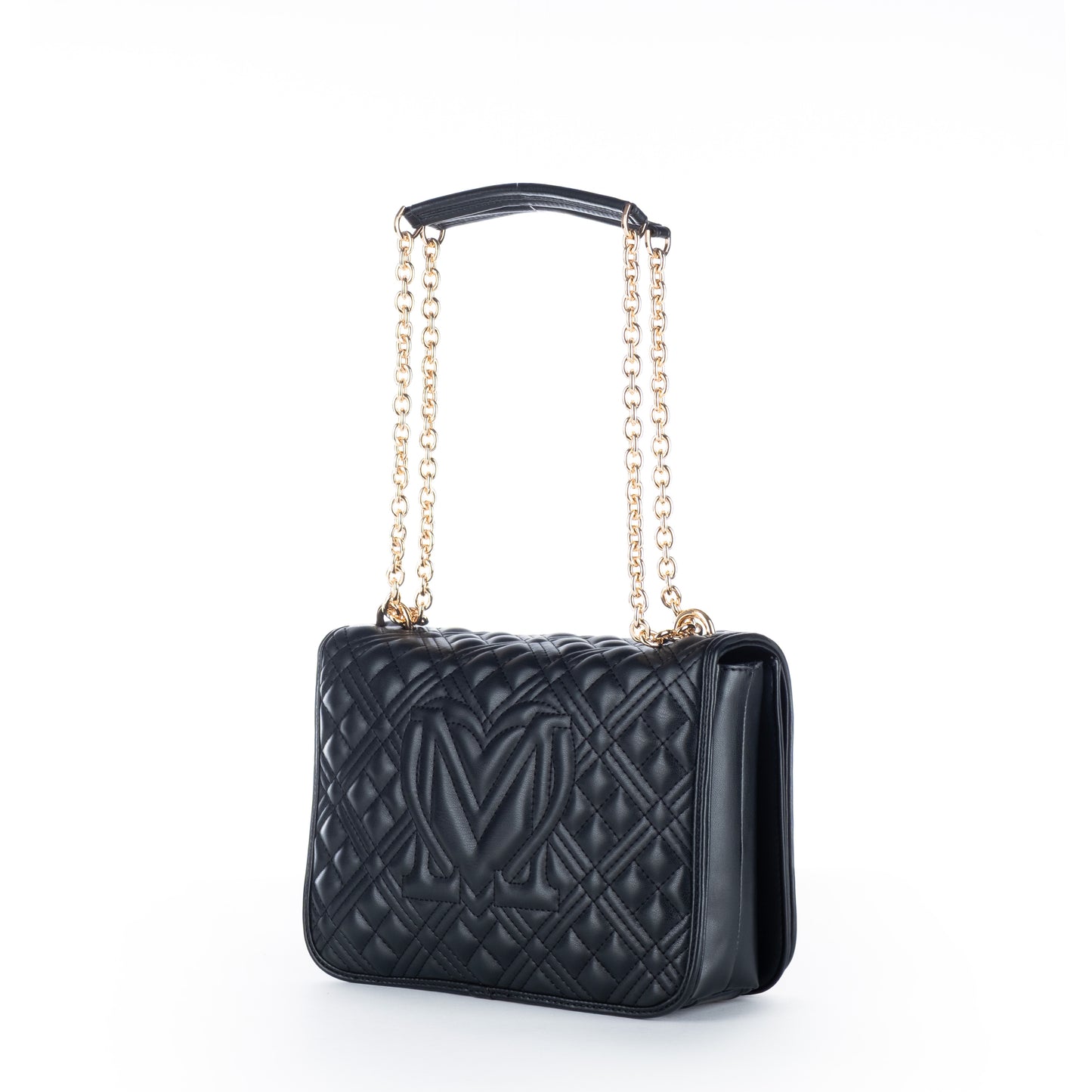 Bolsa de Ombro Love Moschino Preta Corrente Dourada