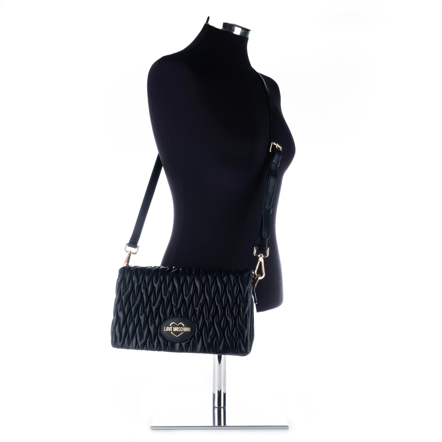 Bolsa de Ombro Preta Love Moschino