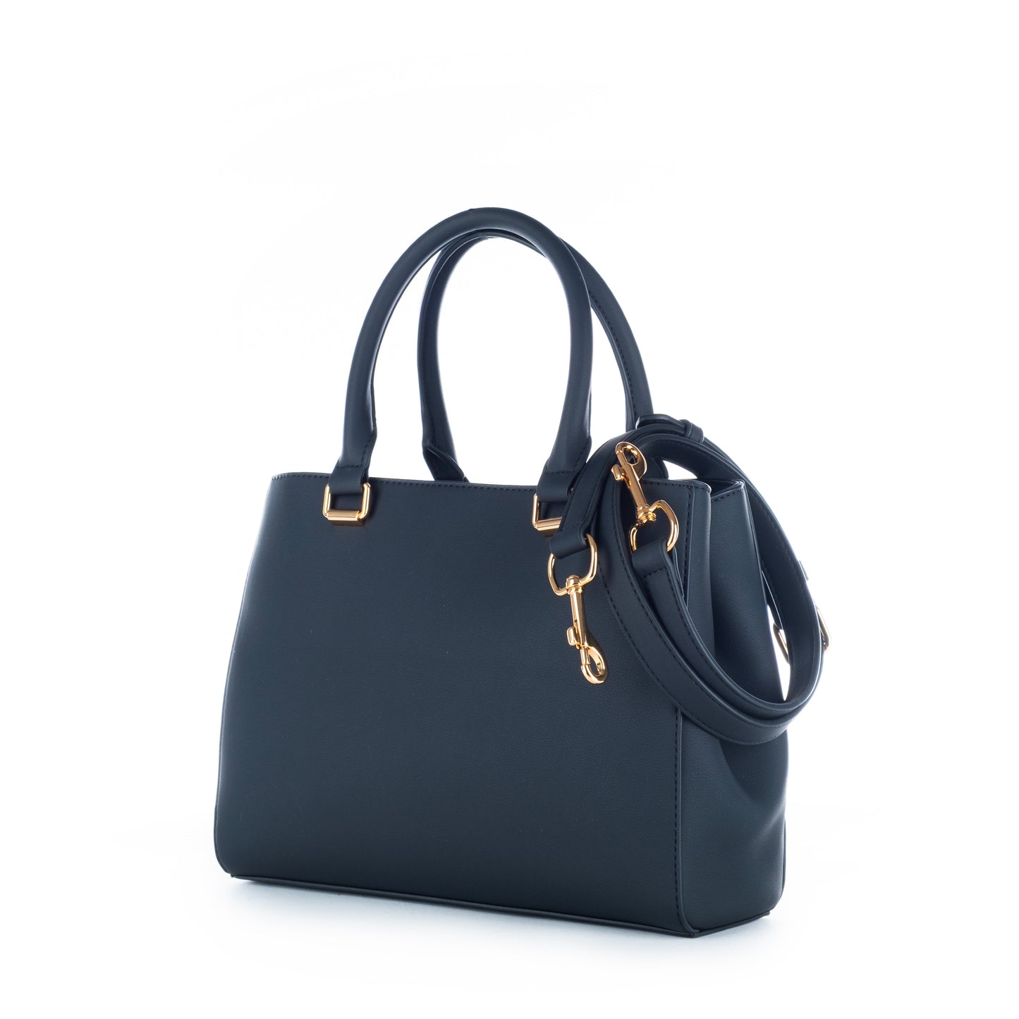 Bolsa Tote Love Moschino Azul com Logo Dourado e Alças Estruturadas
