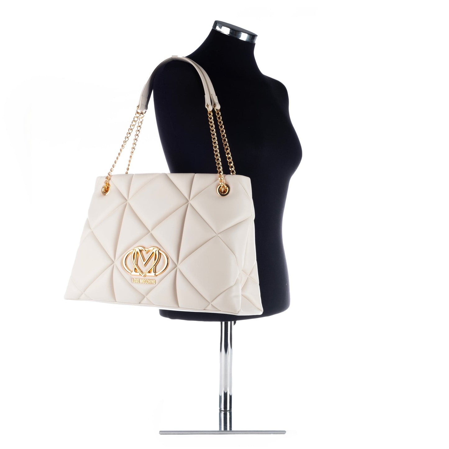 Bolsa de Ombro Bege Love Moschino