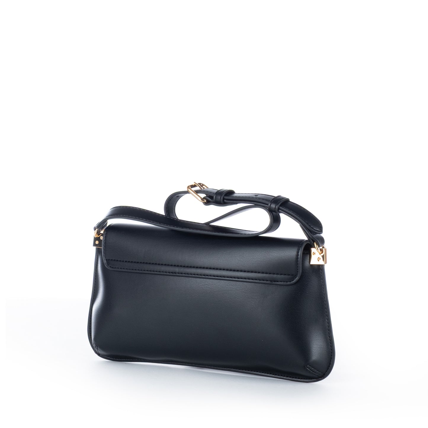 Bolsa de Ombro Love Moschino Preta com Detalhe Dourado