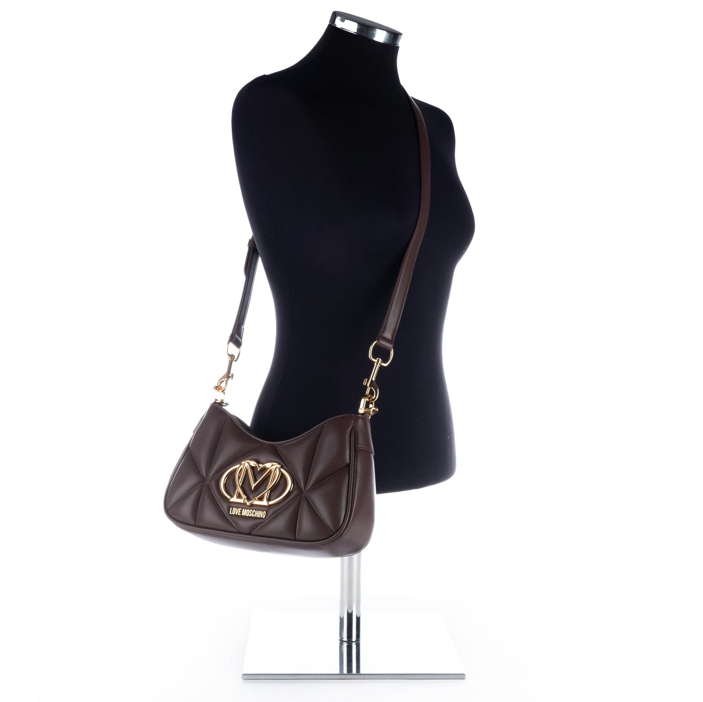 Bolsa de Ombro Castanha Love Moschino