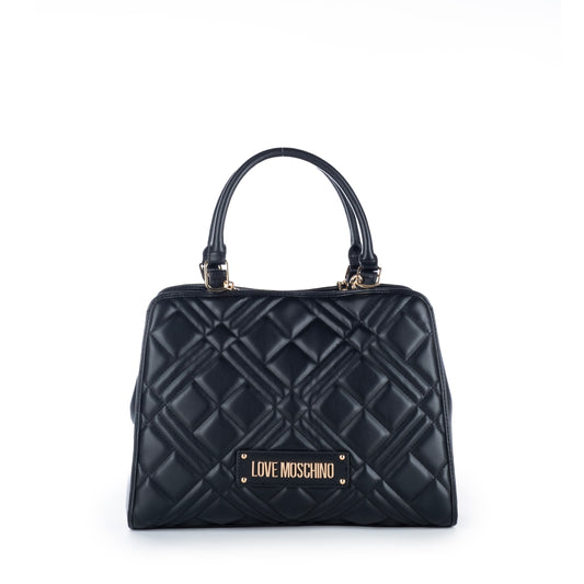 Bolsa Satchel Love Moschino Preta com Detalhe Dourado