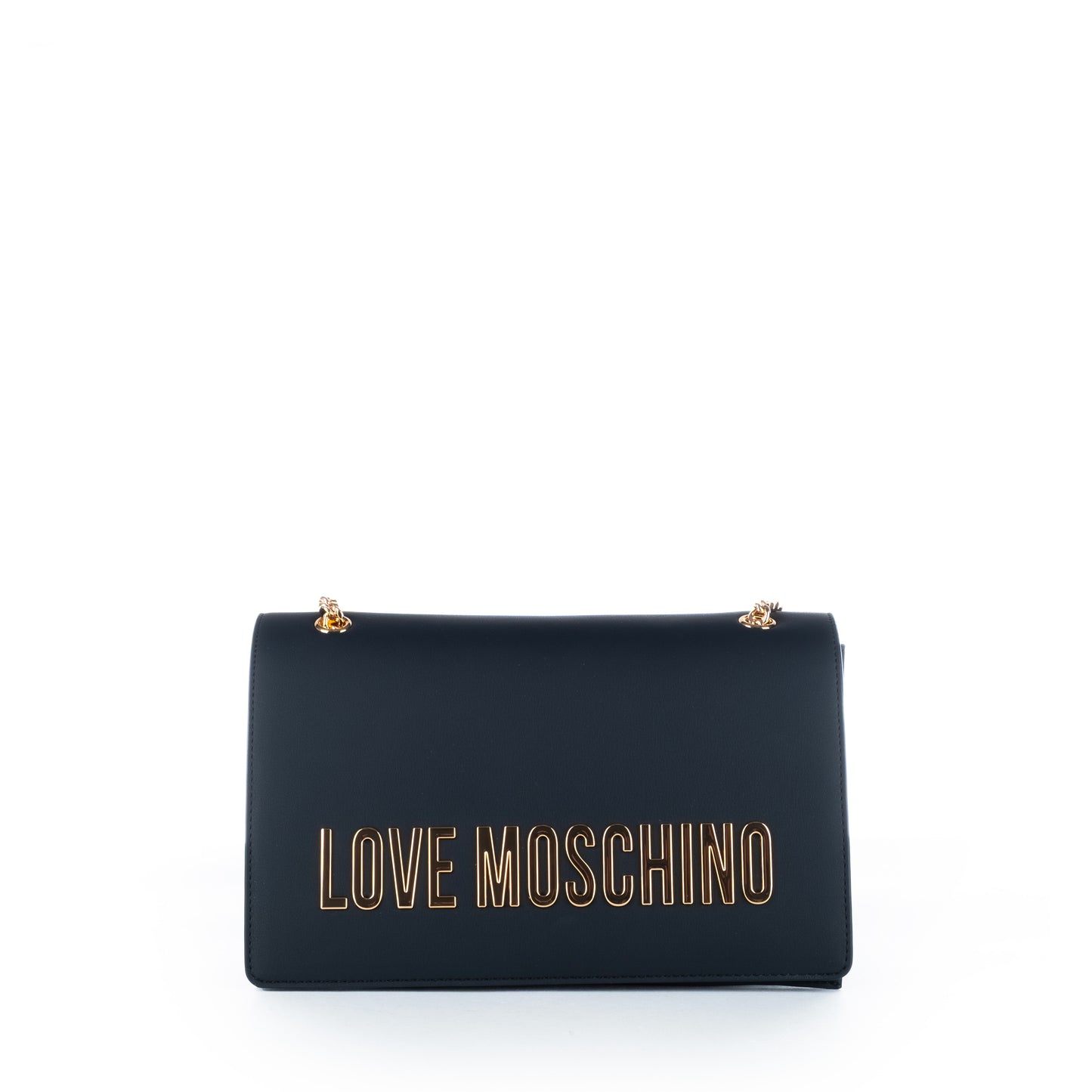 Bolsa Tiracolo Love Moschino Preta com Logo Dourado