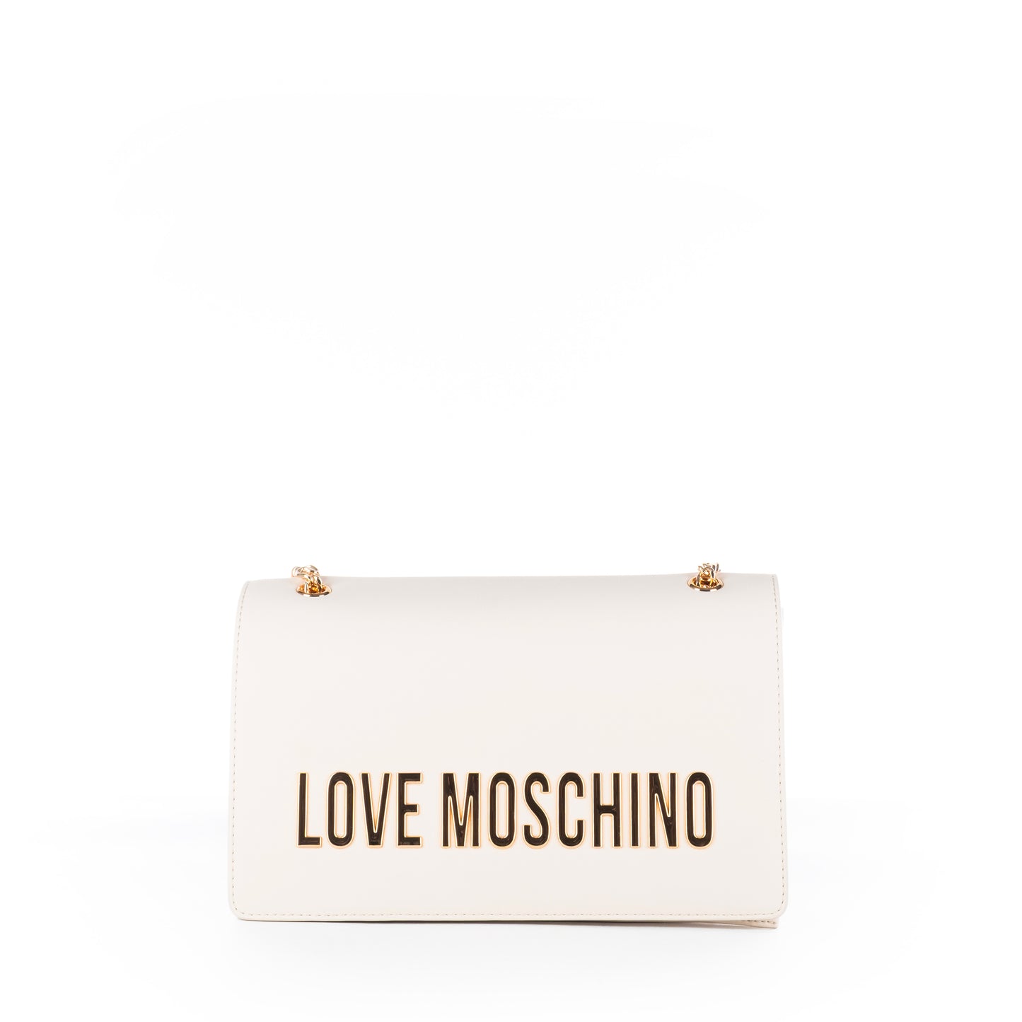 Bolsa Tiracolo Love Moschino Branca com Logo Dourado