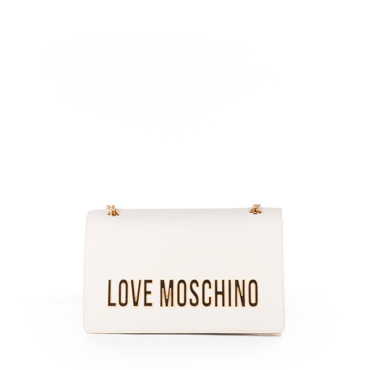 Bolsa Tiracolo Love Moschino Branca com Logo Dourado
