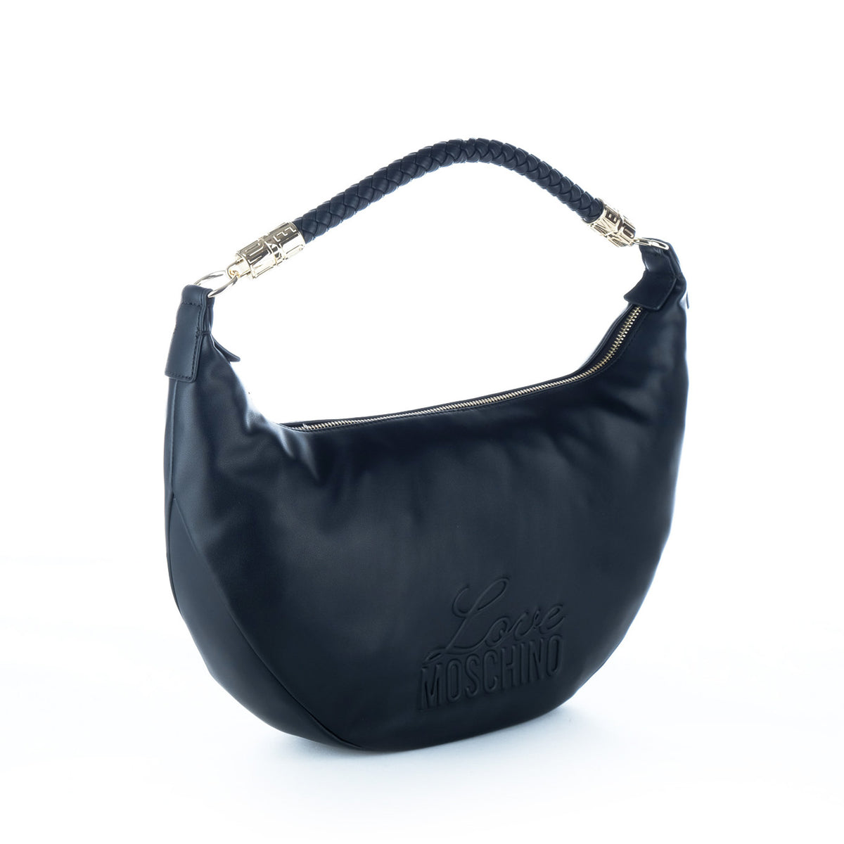 Bolsa de Ombro Love Moschino Preta com Alça Entrançada
