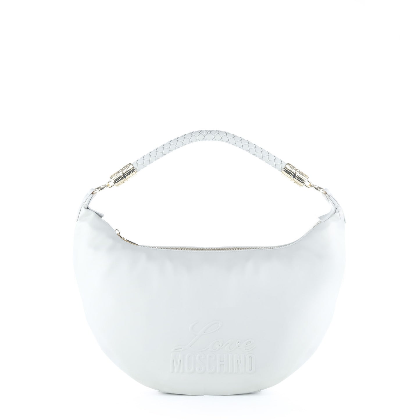 Bolsa de Ombro Love Moschino Branca com Alça Entrançada