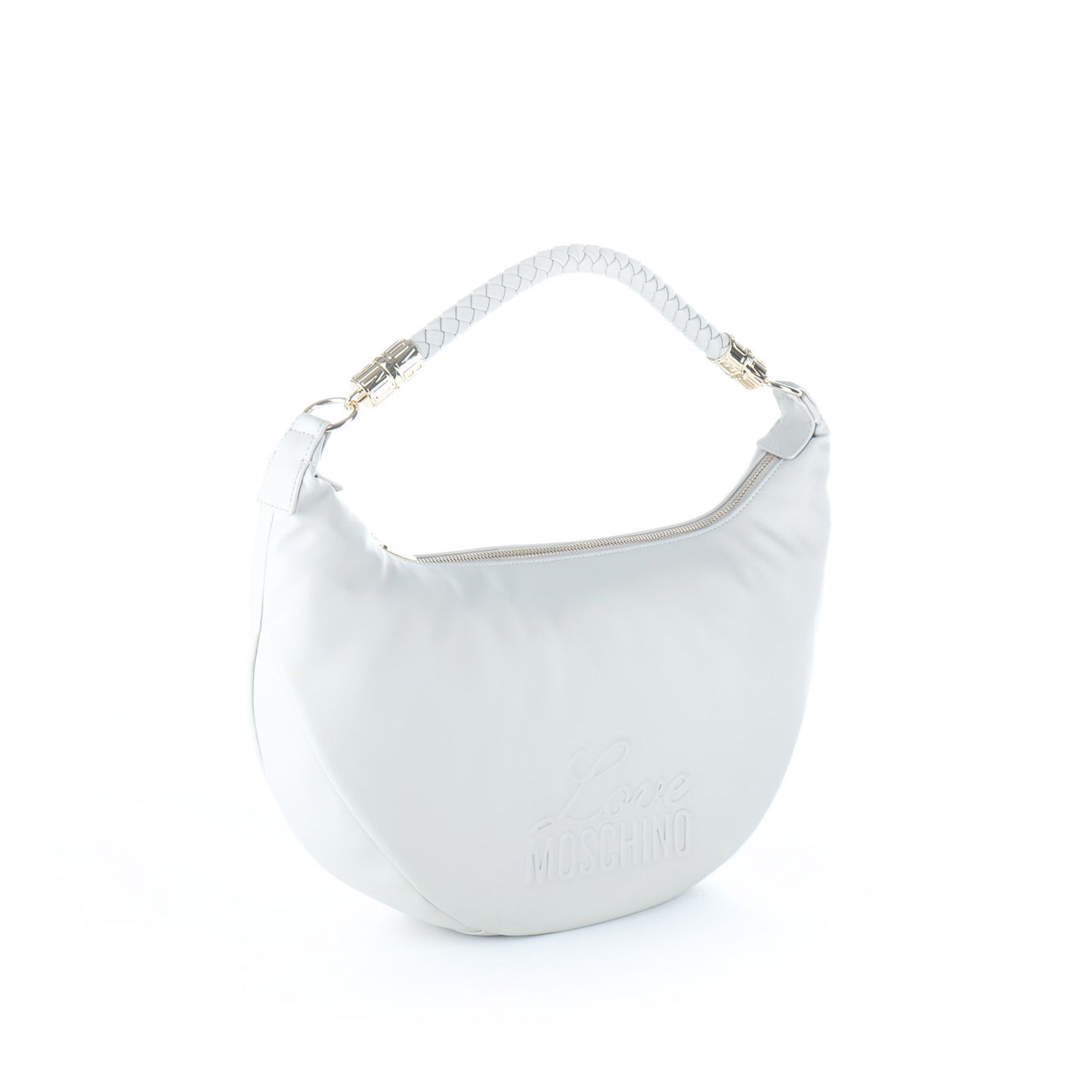 Bolsa de Ombro Love Moschino Branca com Alça Entrançada