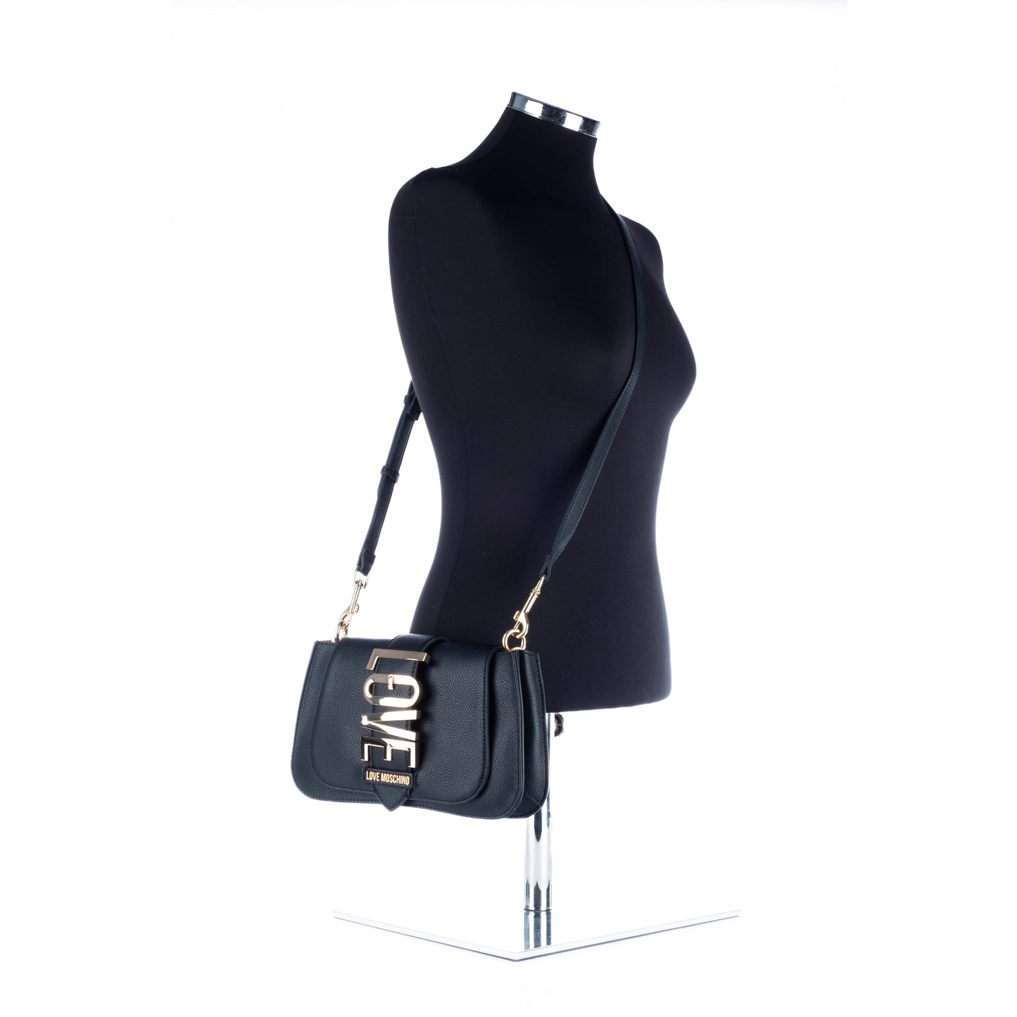 Bolsa de Ombro Preta Love Moschino