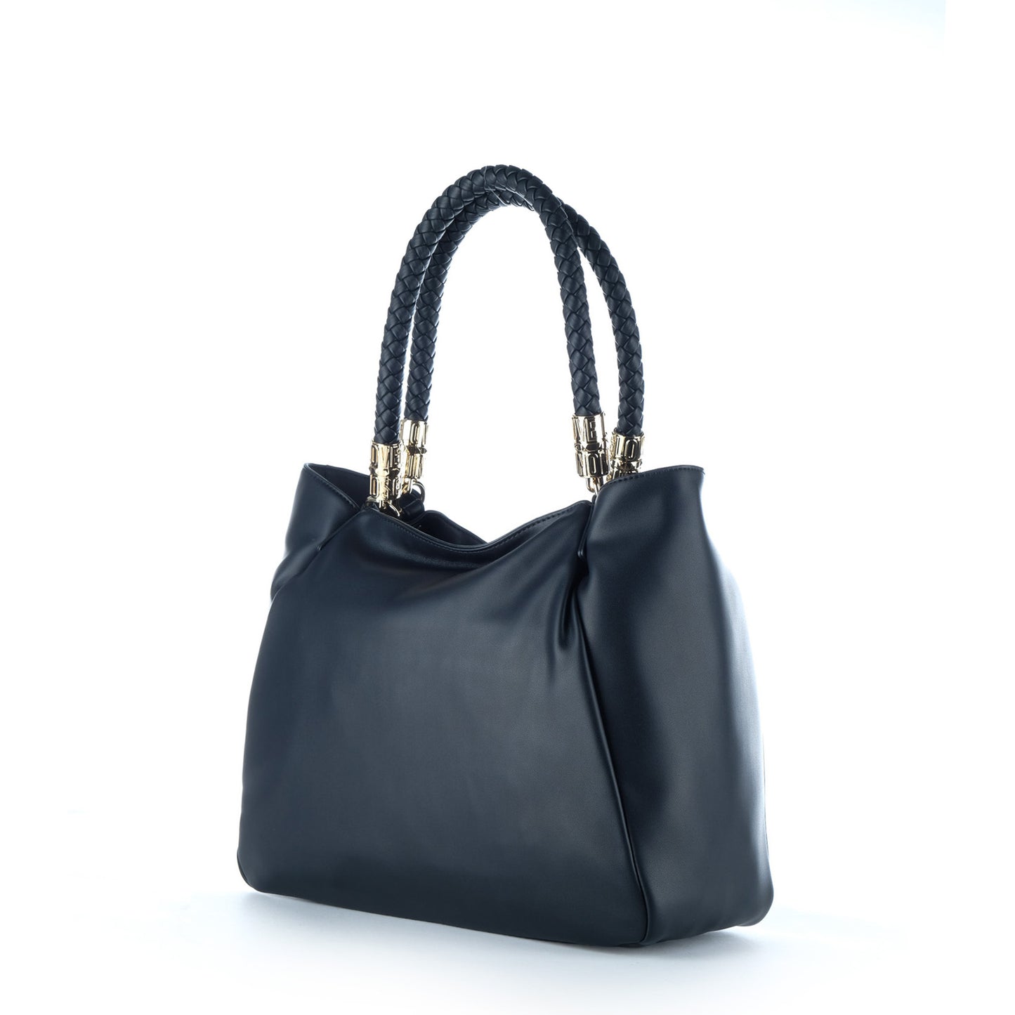 Bolsa de Ombro Love Moschino Preta com Alça Entrançada e Detalhes Dourados
