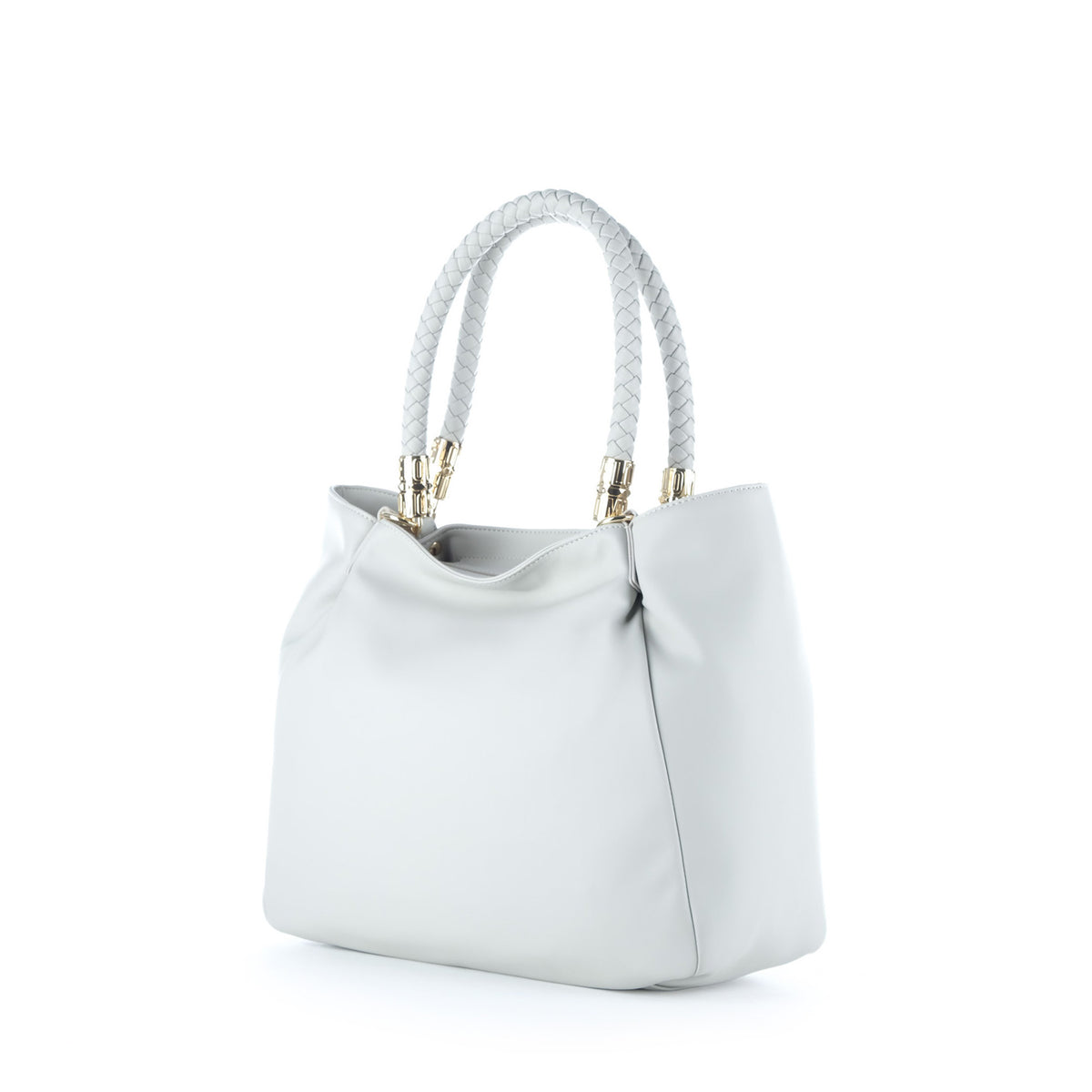 Bolsa de Ombro Love Moschino Branca com Alça Entrançada e Detalhes Dourados