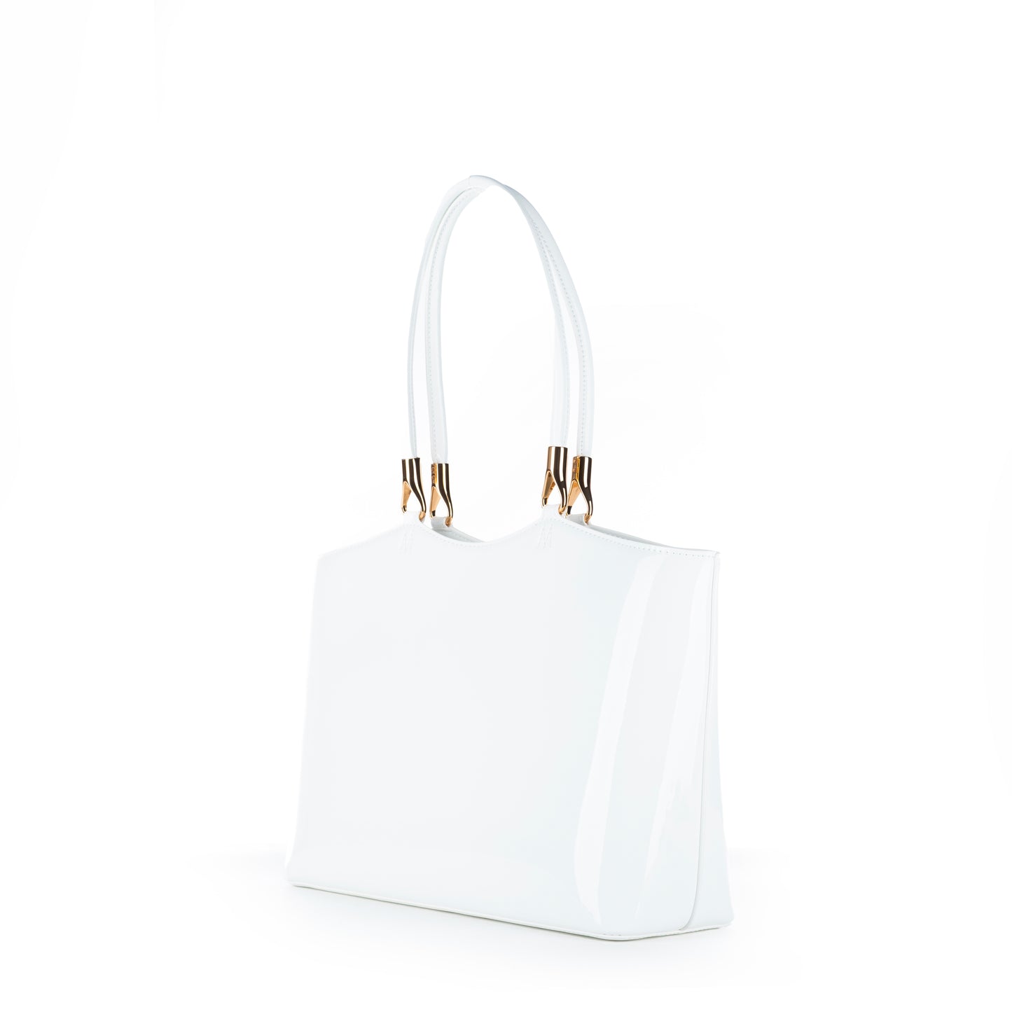 Bolsa Tote Love Moschino Branca com Logo Dourado e Alça de Ombro