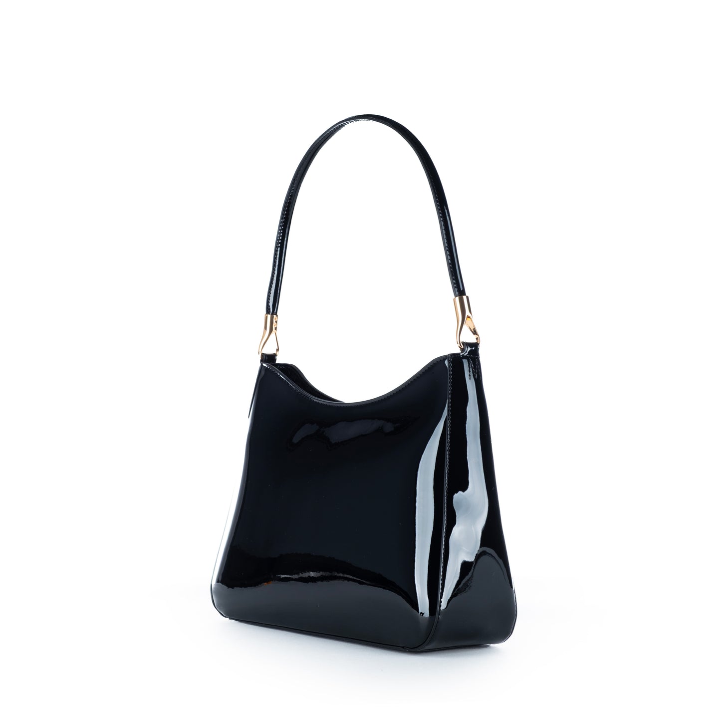 Bolsa de Ombro Love Moschino Preta com Logo Dourado e Design Curvo
