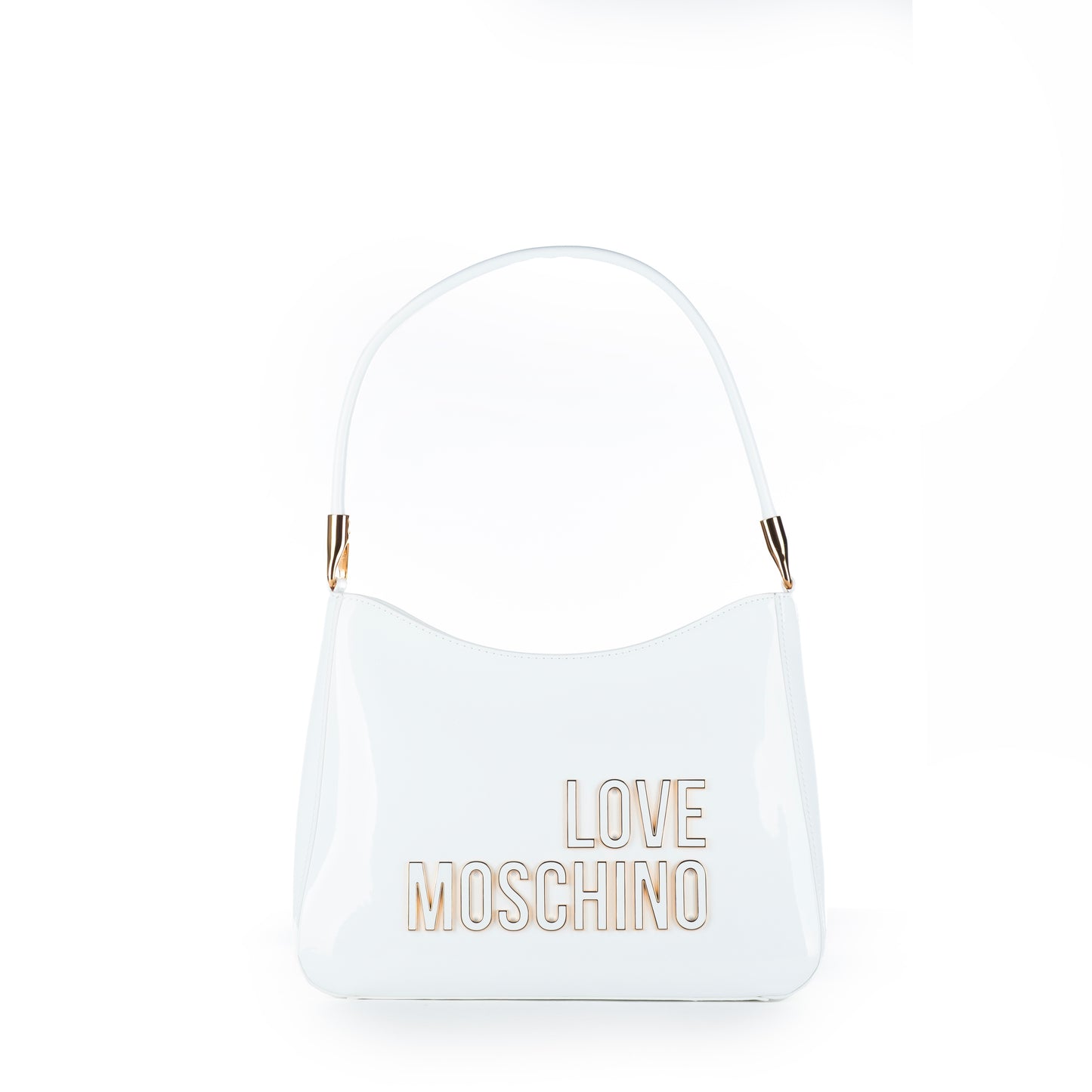 Bolsa de Ombro Love Moschino Branca com Logo Dourado e Design Curvo