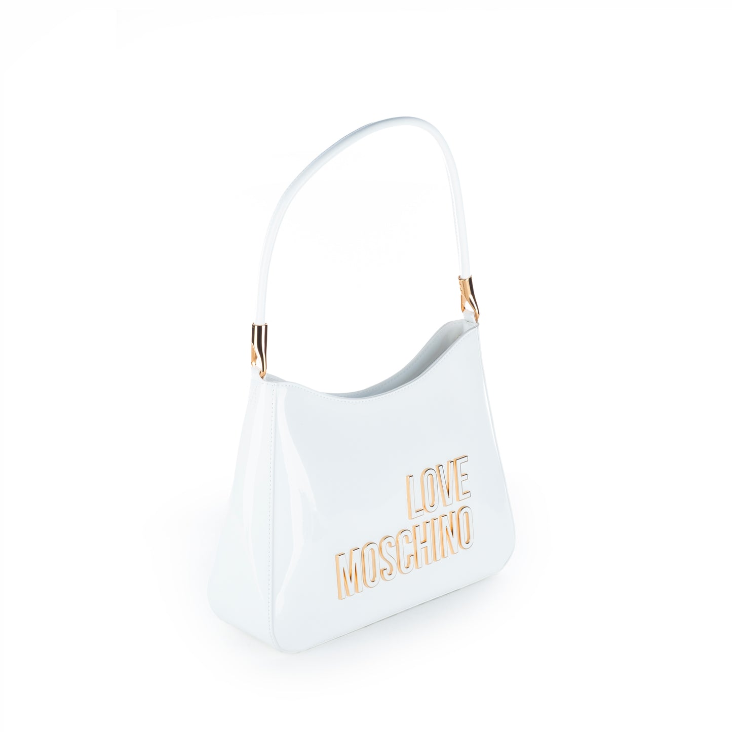 Bolsa de Ombro Love Moschino Branca com Logo Dourado e Design Curvo