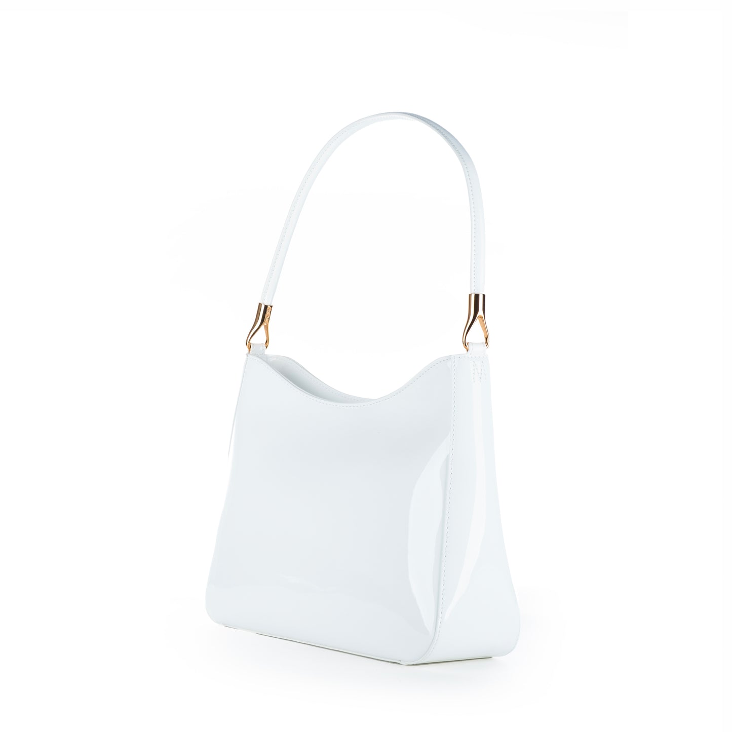 Bolsa de Ombro Love Moschino Branca com Logo Dourado e Design Curvo
