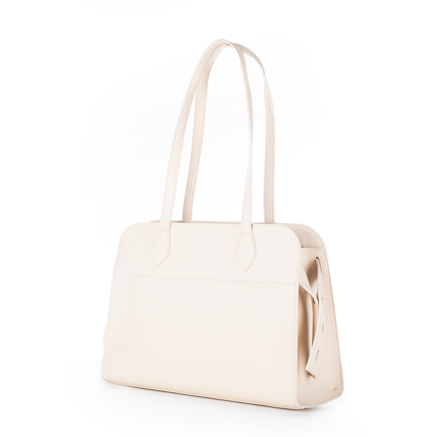 Bolsa de Ombro Love Moschino Bege com Logo Dourado e Alças Longas