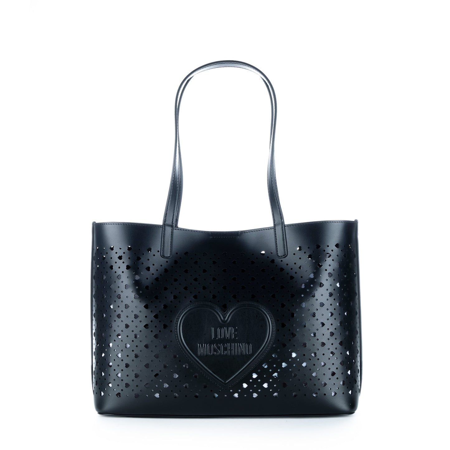 Bolsa Tote Love Moschino Preta com Recortes em Coração