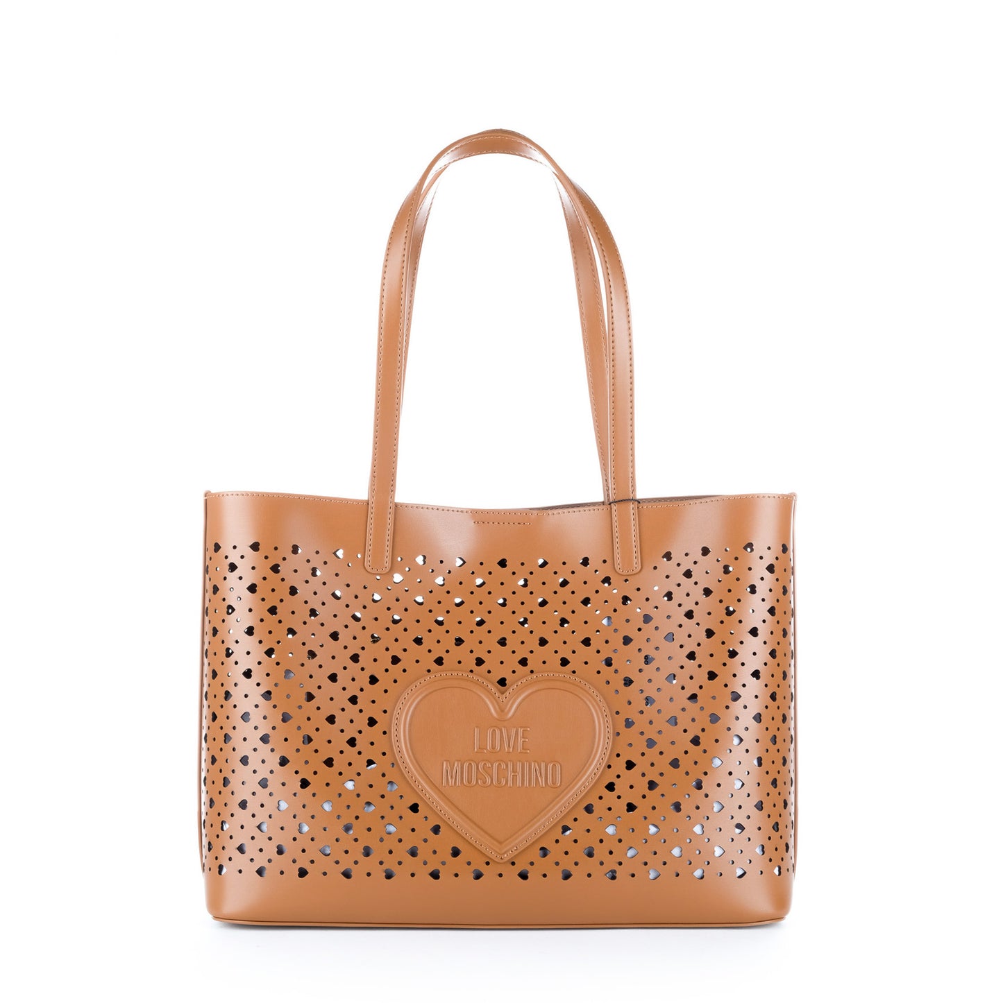 Bolsa Tote Love Moschino Camel com Recortes em Coração