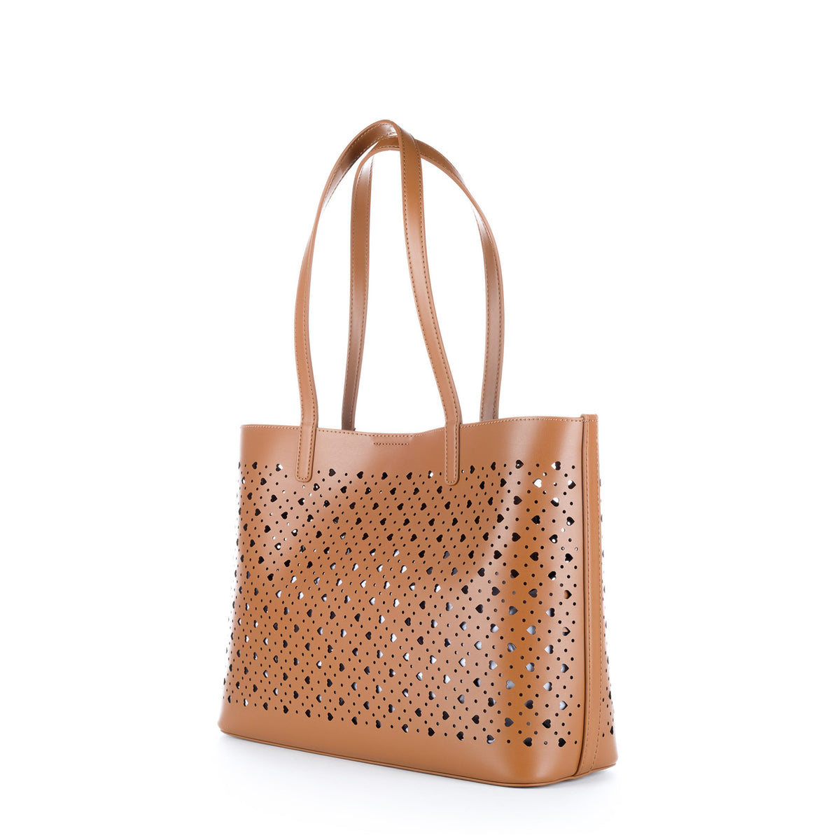 Bolsa Tote Love Moschino Camel com Recortes em Coração