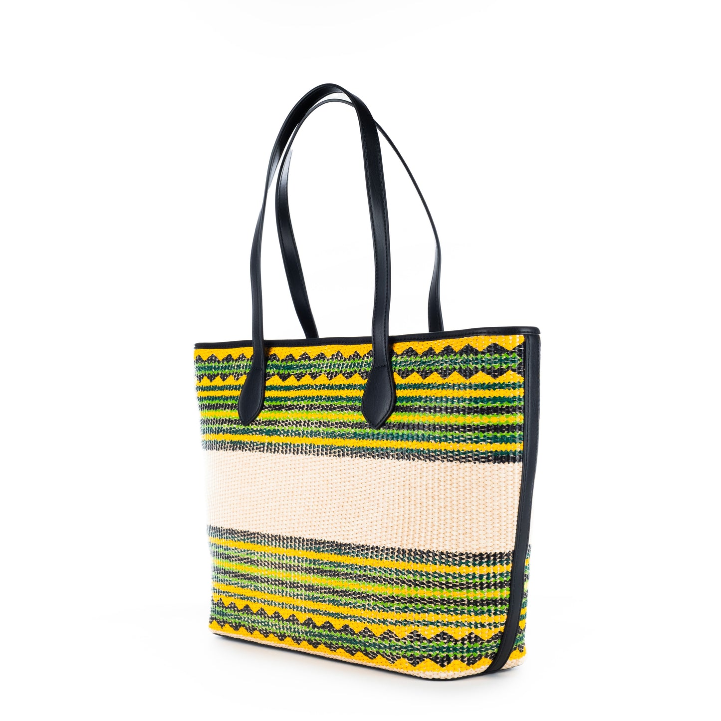 Bolsa Tote Love Moschino Multicolor com Padrão Geométrico e Logo Frontal