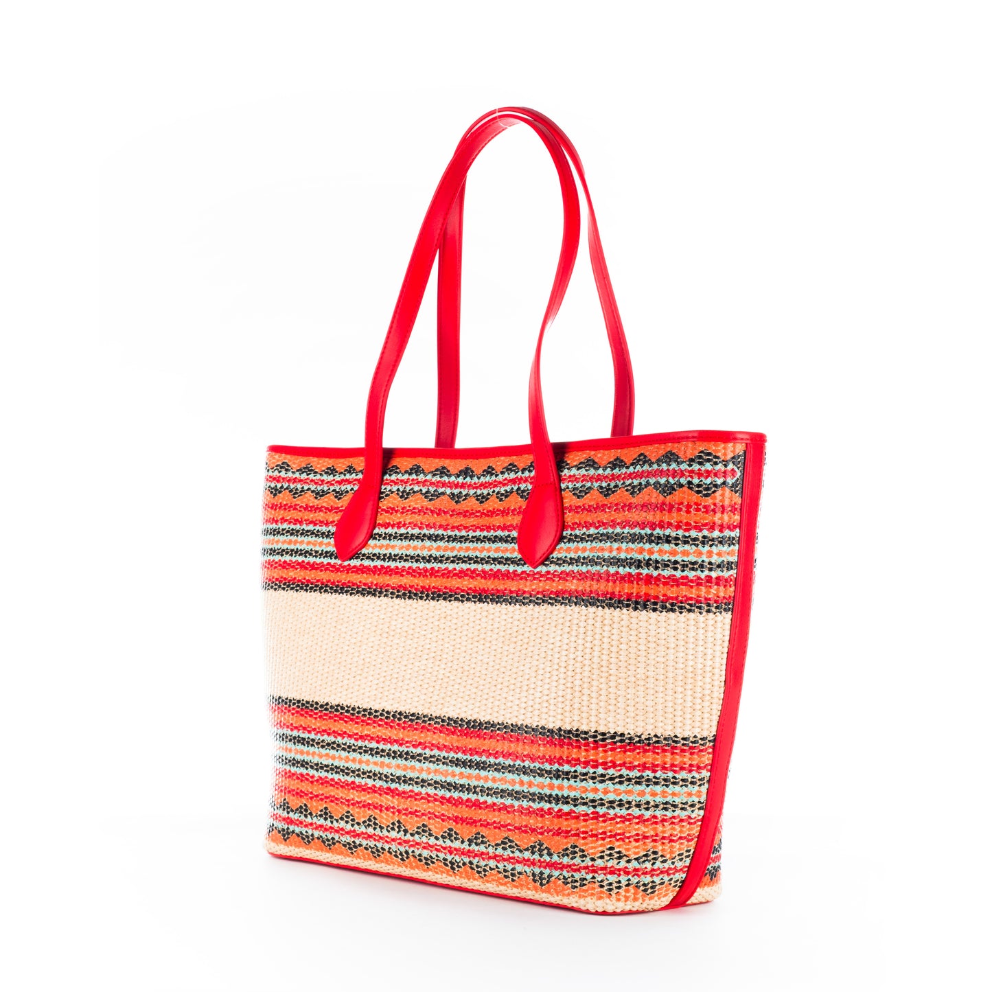 Bolsa Tote Love Moschino Multicolor com Padrão Étnico e Logo Frontal