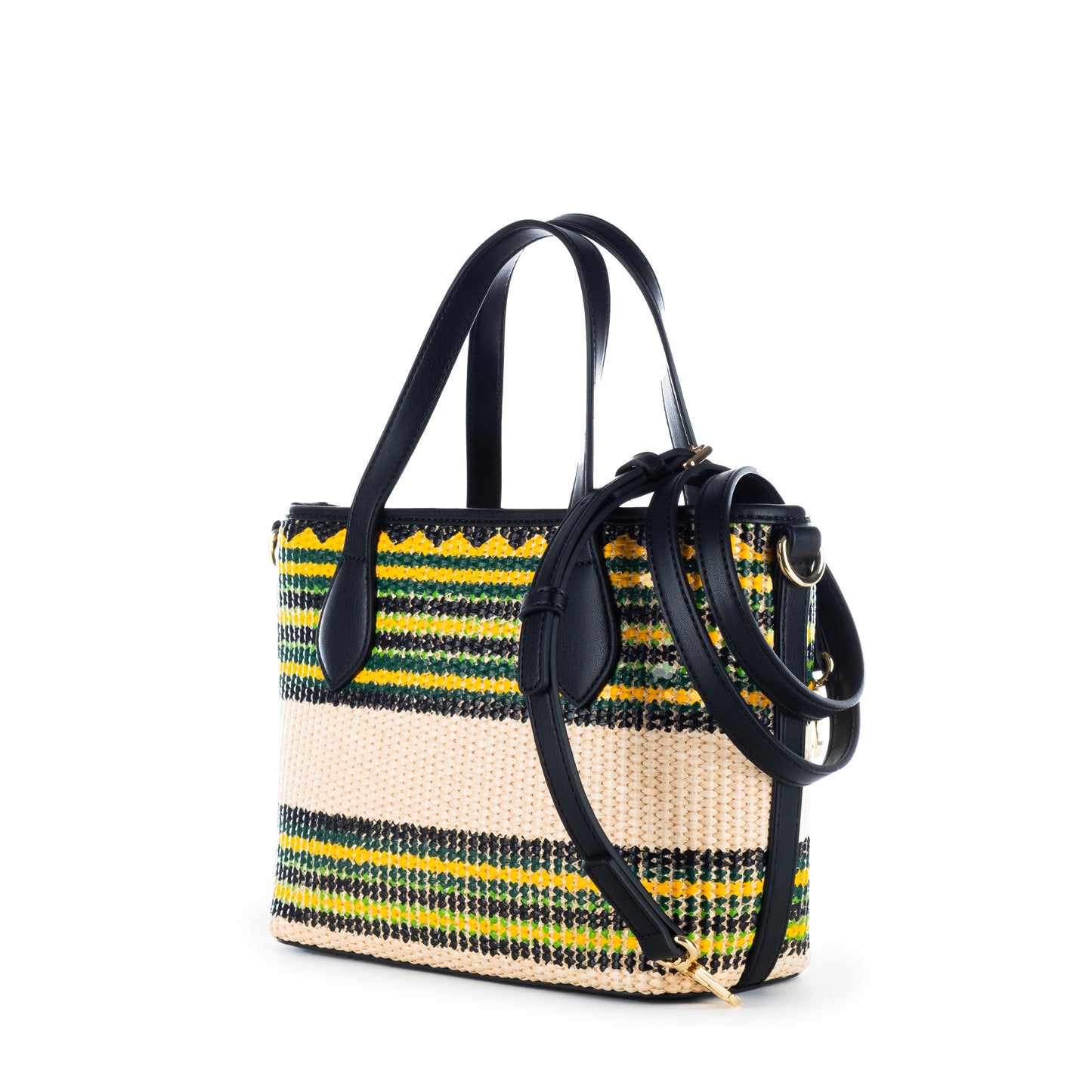 Bolsa Tote Love Moschino Multicolor com Padrão Geométrico e Logo Frontal
