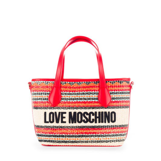 Bolsa Tote Love Moschino Multicolor com Padrão Étnico e Logo Frontal