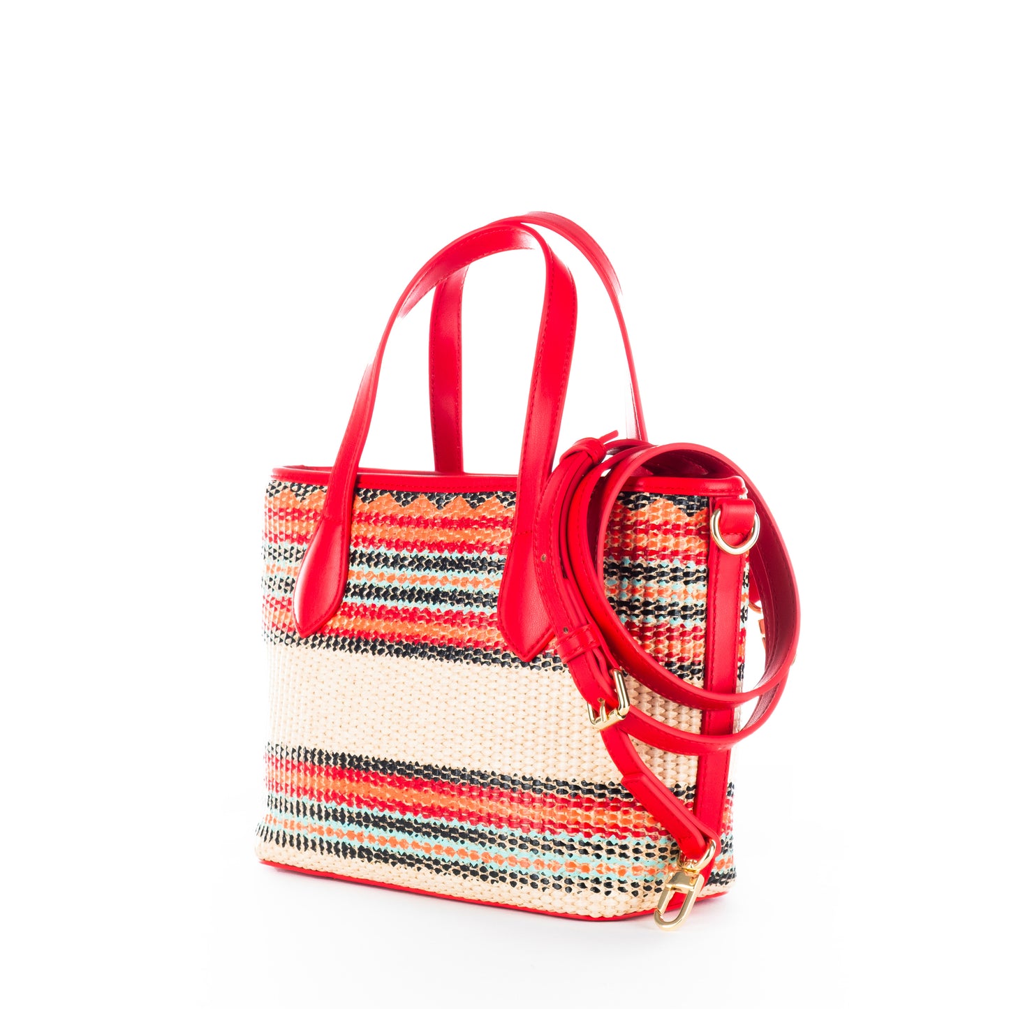 Bolsa Tote Love Moschino Multicolor com Padrão Étnico e Logo Frontal