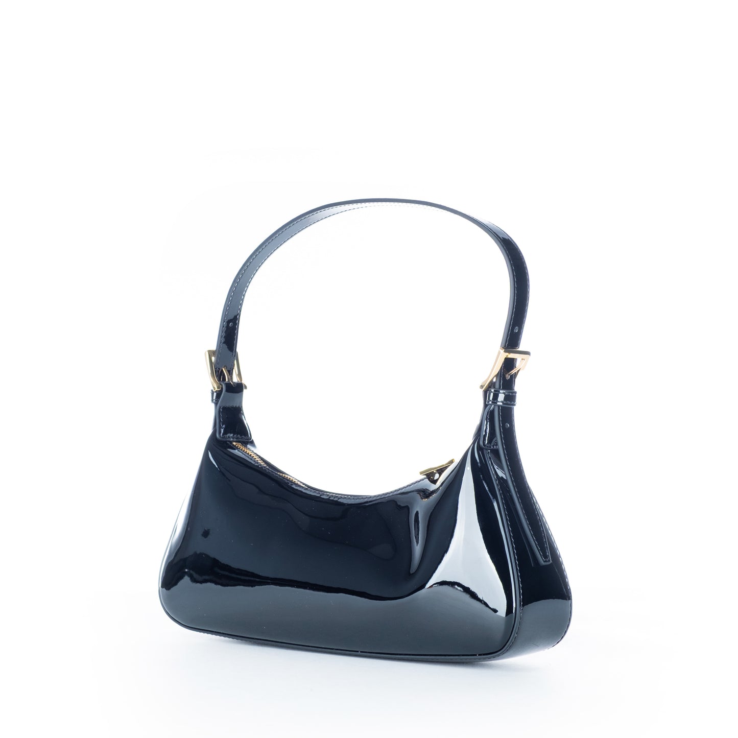Bolsa de Ombro Love Moschino Preta Compacta com Logo Dourado e Alça Curta
