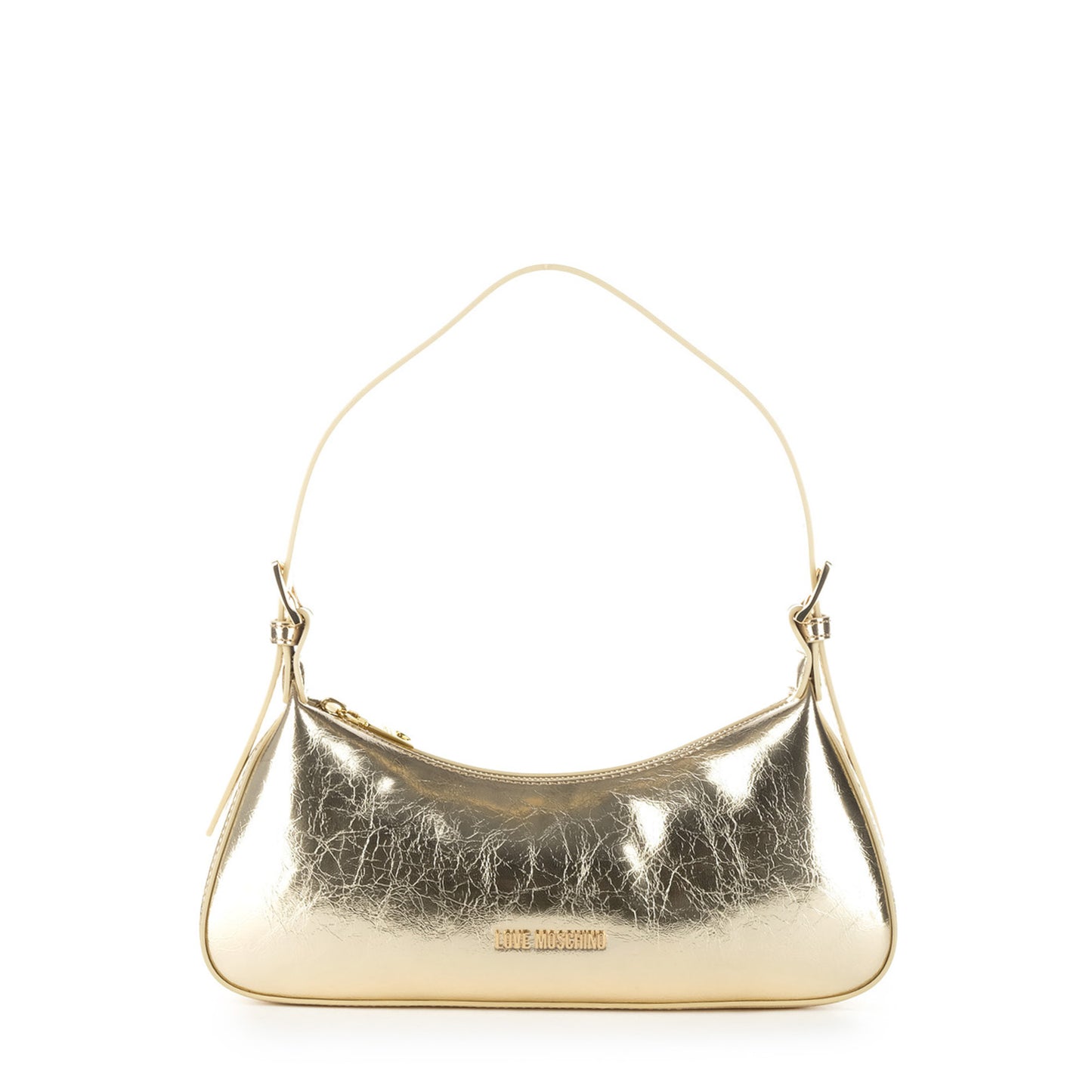 Bolsa de Ombro Love Moschino Dourada com Formato Alongado