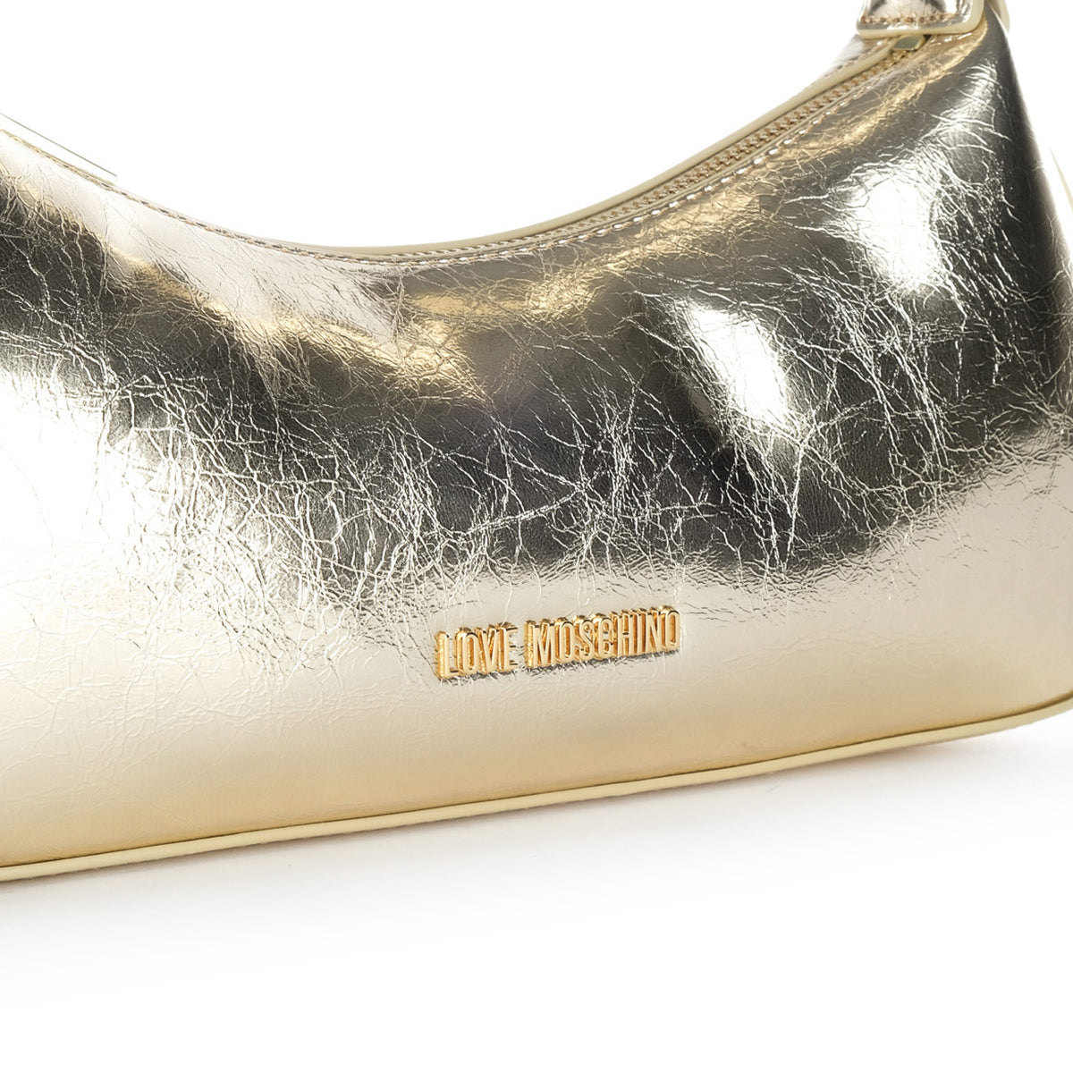 Bolsa de Ombro Love Moschino Dourada com Formato Alongado