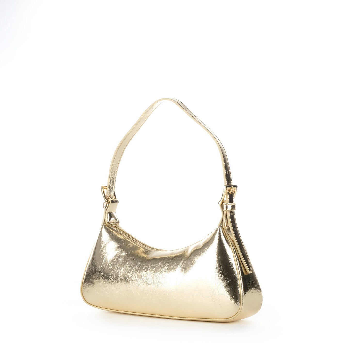 Bolsa de Ombro Love Moschino Dourada com Formato Alongado